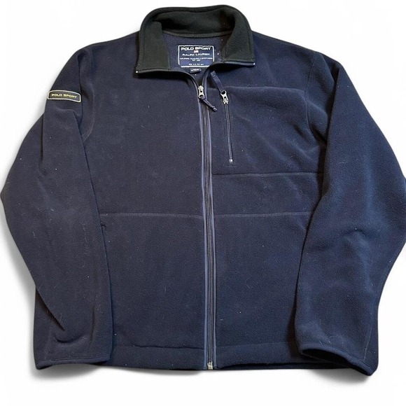 Polo Sport Ralph Lauren Sweater Men Medium Blue Full Zip Fleece Polartec Outdoor - Picture 1 of 5